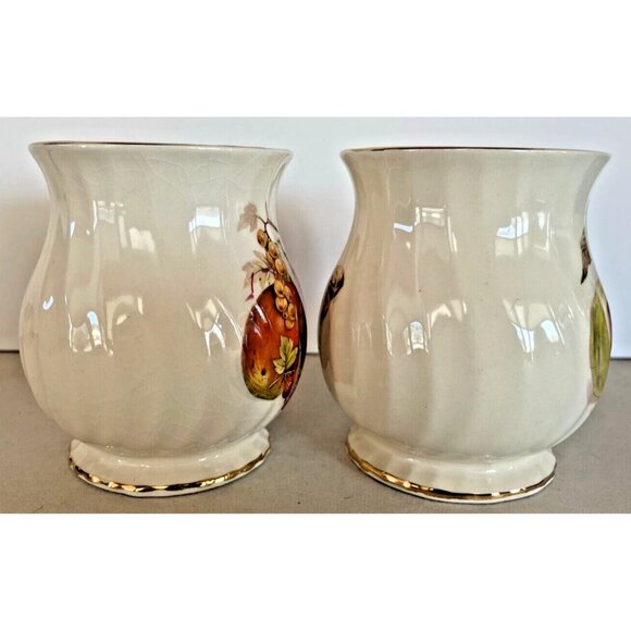 Vintage Sadler England Coffee Mugs Pair of 2 Fruit Motif Gold Rim Swirl - Picture 5 of 7